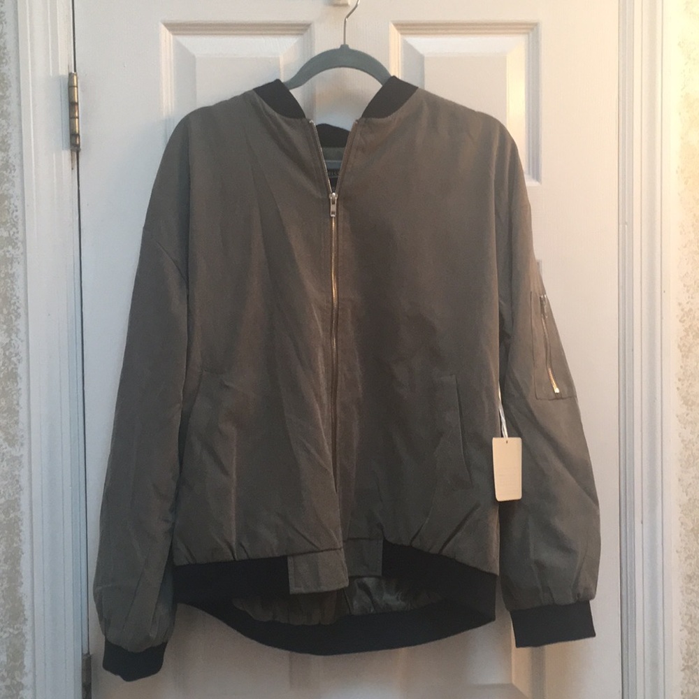 Olive Green Plus Size Bomber Jacket